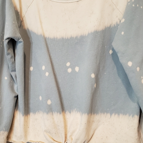 Hem & Thread Mint Pullover Sweatshirt Tie Dye Bleach Front Tie Size Large - Picture 7 of 14
